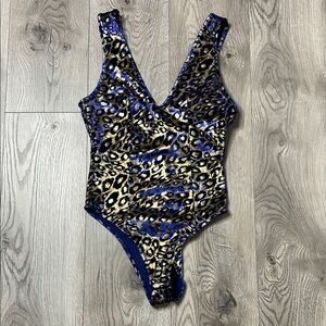 Topshop Blue and Gold Bodysuit One Piece